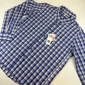 Wrangler Riggs Workwear Women's Plaid Button Up Shirt long sleeve Blue Large New